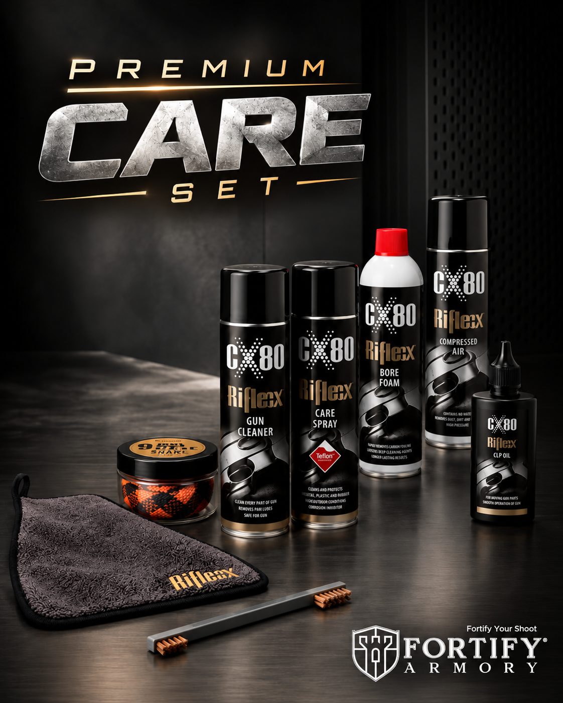 RifleCX Premium Tabanca Bakım Seti (9mm) | Tam Silah Temizlik Kiti