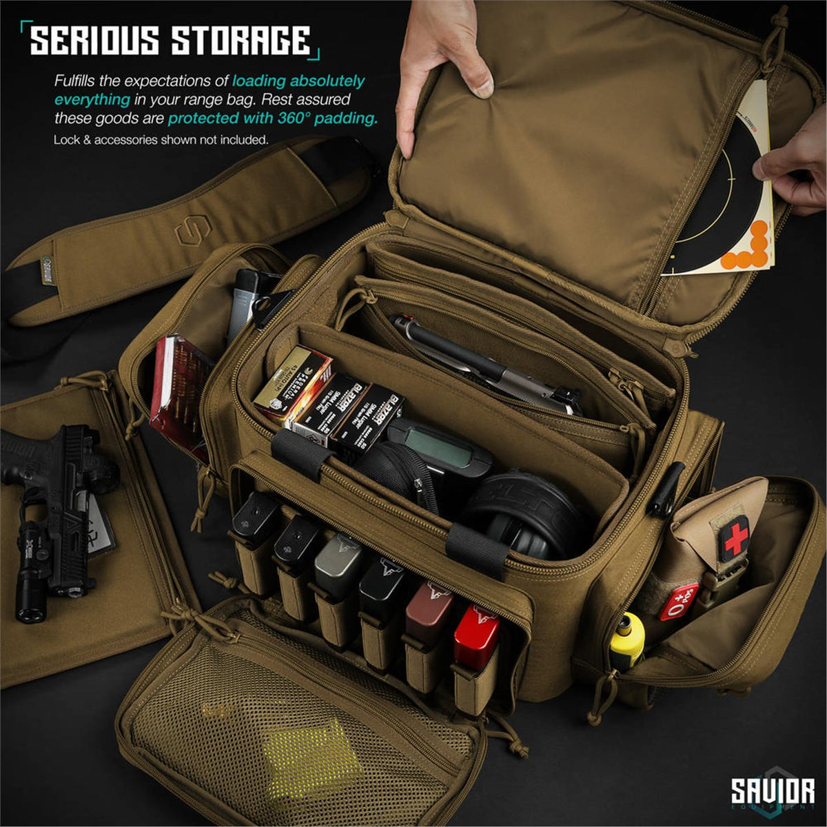 Atıcı Çantası Seti — Poligona Hazır 5 Parça — SAVIOR Specialist Range Çanta (Toprak)
